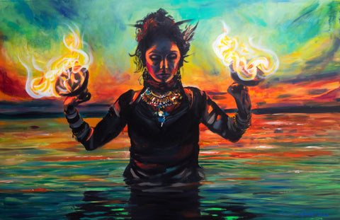 'We are drowning while the world is on fire' ORIGINAL PAINTING by Marta Hutt