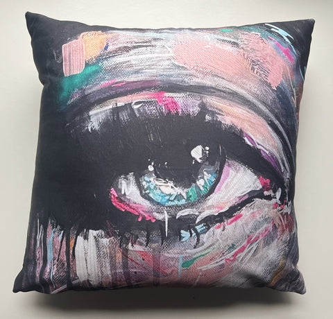 Double-sided Flowers & Eye CUSHION by Marta Hutt