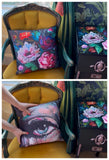 Double-sided Flowers & Eye CUSHION by Marta Hutt