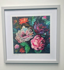 'Heritage Flowers' FRAMED ART PRINT by Marta Hutt (30 x 30 cm white frame)