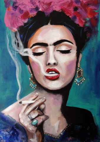 'Smoking Frida' ART PRINTS by Marta Hutt