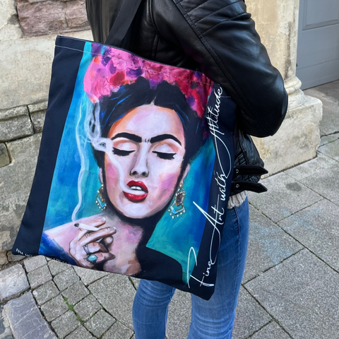 'Smoking Frida' TOTE BAG by Marta Hutt