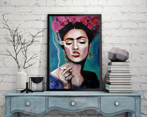 'Smoking Frida' ART PRINTS by Marta Hutt