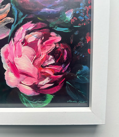 'Heritage Flowers' FRAMED ART PRINT by Marta Hutt (22 x 22 cm white frame)