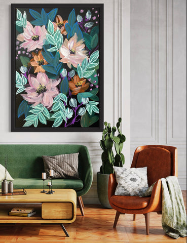 'Florals on Black III' art by Marta Hutt