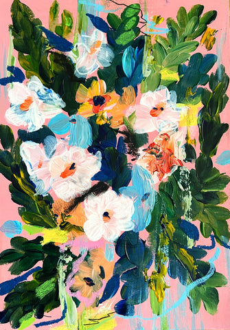 'Pink Abstract Flowers' art by Marta Hutt