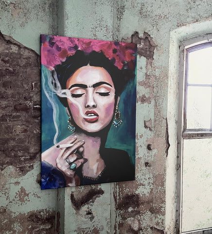 ex-display 'Smoking Frida' CANVAS by Marta Hutt